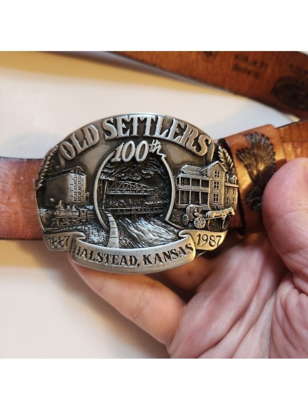 Vintage Halstead Kansas Belt 1987 Old Settlers Warkentin Barn Centennial belt 38